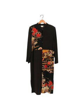 IC Collection Connie K Mandarin Collar Floral Asian Cardigan Duster Jacket XXL